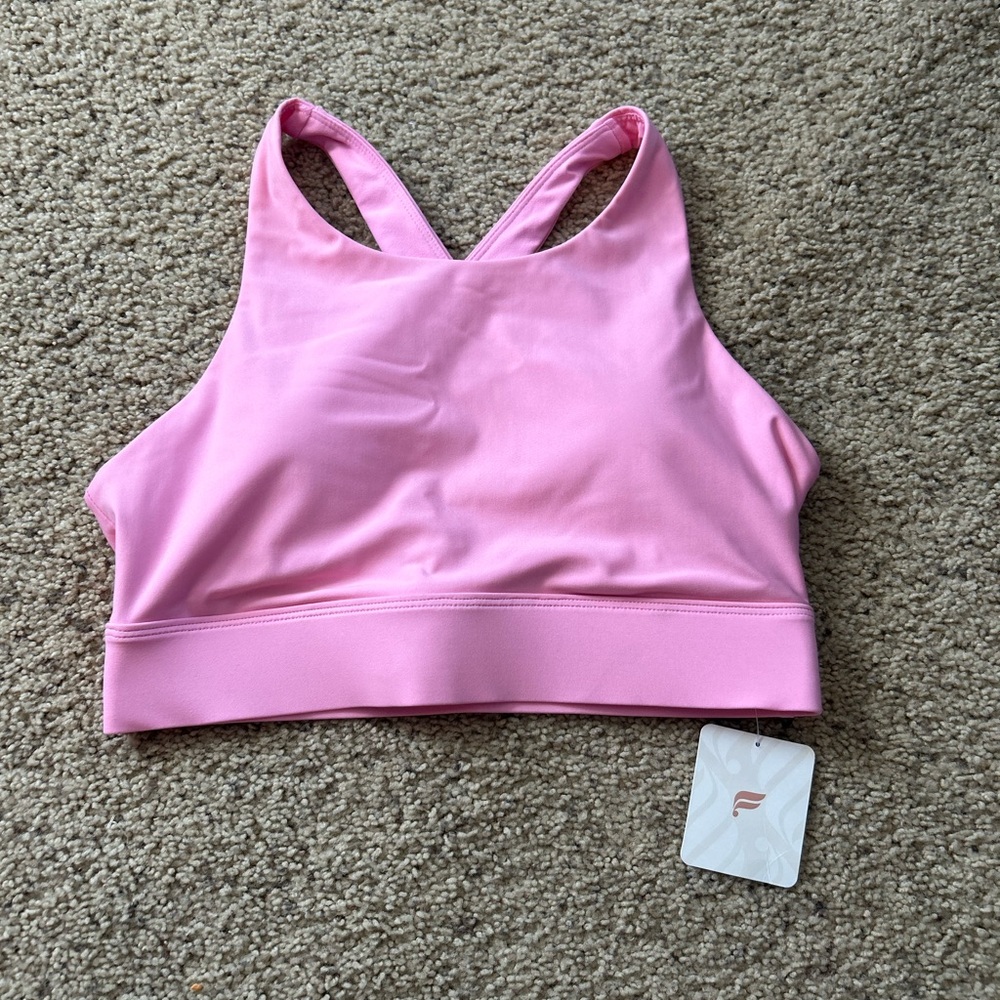 Fabletics no bounce high impact sports bra pink size small